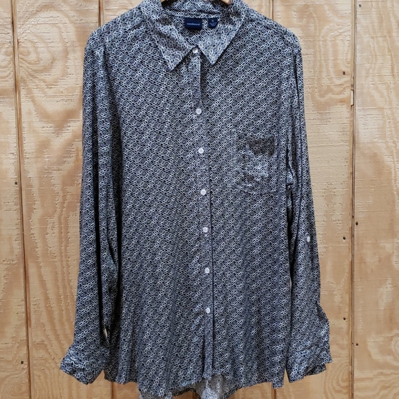 Westbound Tops - Westbound B&W Long Sleeve Blouse